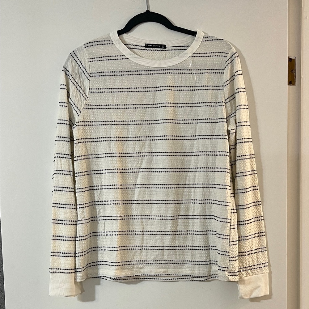 Staccato Cream and Black Striped Long Sleeve Shirt